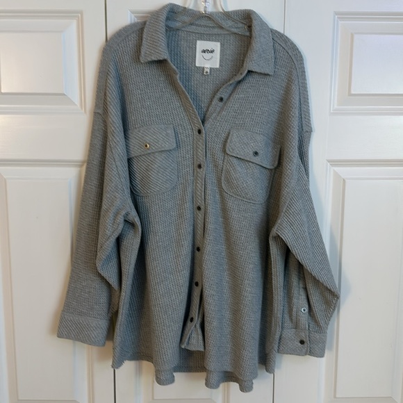 Aerie LumberJane Waffle Top medium heather grey - Picture 2 of 13
